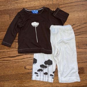 Brown trees 2 pc pants set kicky pants sz 6-12 mo